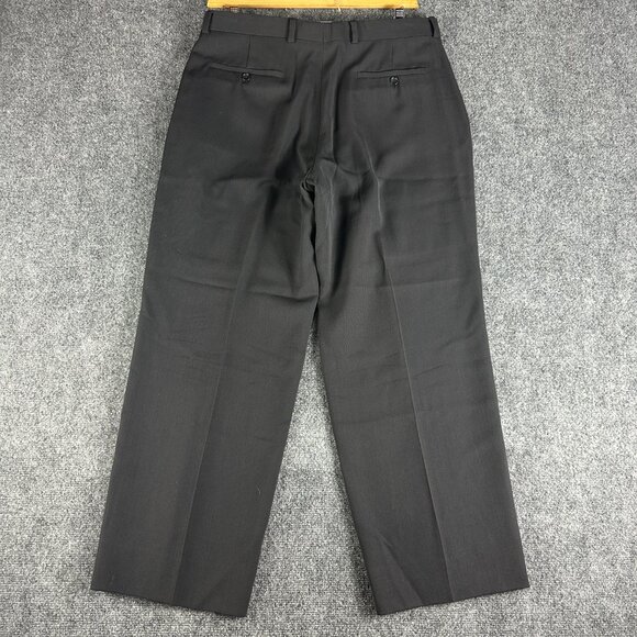 Armani Collezioni Pants Mens 36 Black Wool Blend Stretch Straight Leg Flat Front - Picture 6 of 7